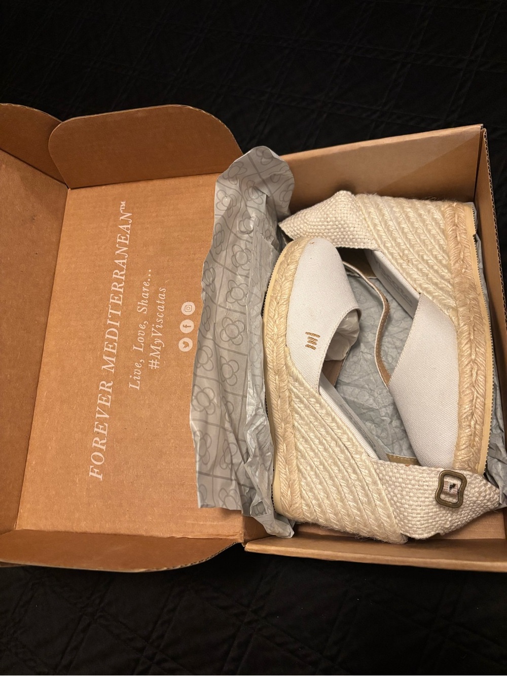 Forever Mediterranean Cream Espadrille Wedge Sandals with Ankle Strap